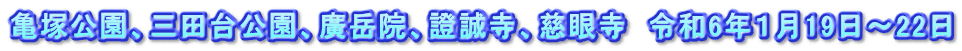 亀塚公園、三田台公園、廣岳院、證誠寺、慈眼寺　令和6年１月19日～22日